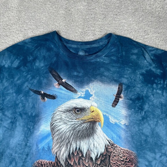Men's The Mountain Blue Tie Dye Bald Eagle Flag America T-Shirt Plus Size: 2XL - Picture 3 of 9